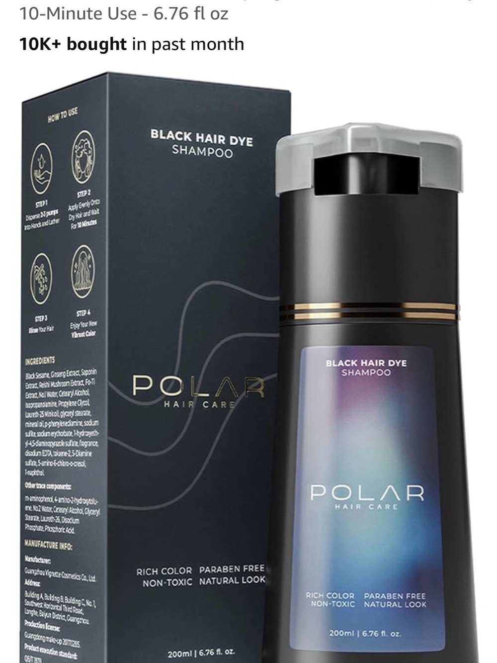 POLAR HAIR CARE 2- 6.76 black color and 1-4.05 growth& strengthens.